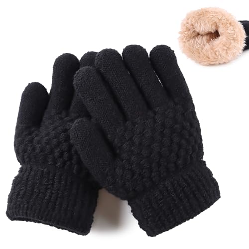 Image of JANGANNSA Cold Weather Kids Gloves Warm Knitted Children Magic Glove With Fleece Lining Winter Gloves For Boys Girls