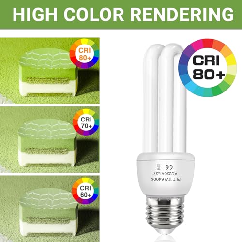 Akynite E27 Energy Saving Bulb 11W Daylight White 6400k, E27 Screw 2U CFL Low Energy Light Bulbs, ES Compact Fluorescent Stick Bulbs, AC 220-240V, not dimmable, 2PC - Image 5