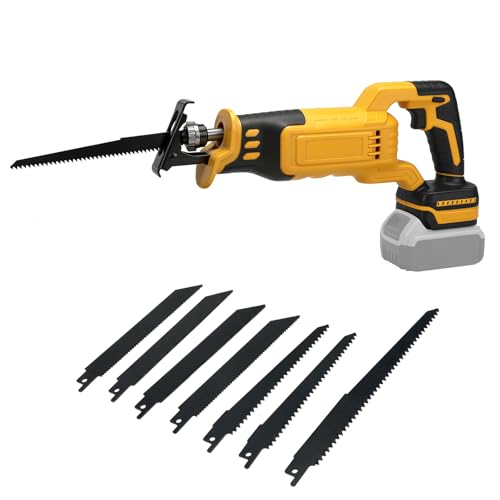 Roadtime Akku Säbelsäge mit 8 Sägeblättern für DeWalt 20V Akku(Ohne Akkus),Reciprosäge Bürstenlos Motor,variable Geschwindigkeit 0-3500 SPM,Sägeblattwechsel Universalsäge für PVC,Holz, Metall,DIY