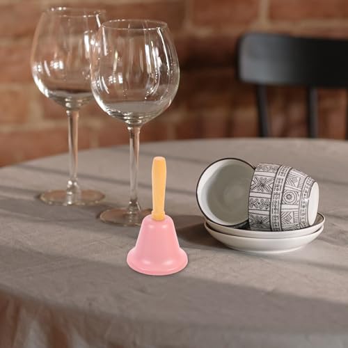 MAGICLULU 1Pcs Xmas Hand Call Bell Handbell with Wooden Handle Solid Loud Hand Bell for Christmas Dinner Calling Decor Pink - Image 4
