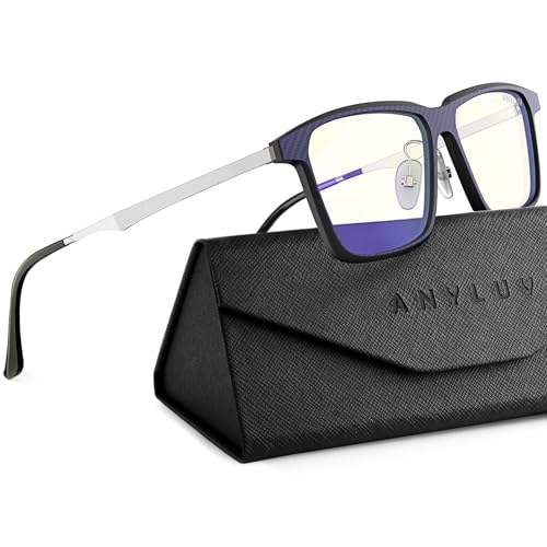 Image of Blue Light Glasses Men, Stylish Square Carbon Fiber Eyewear, Anti Eyestrain, Lightweight Mens Computer Gaming Glasses