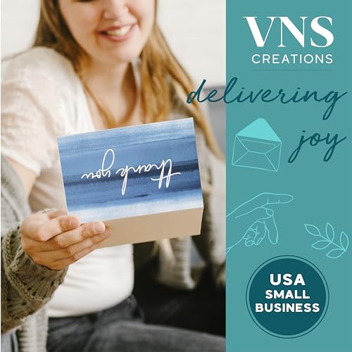 image for VNS Creations Thank You Cards With Envelopes Bulk Set & Stickers - 100