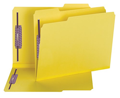 Smead Pressboard Fastener File Folder with SafeSHIELD Fasteners, 2 Fasteners, 1/3-cut Tab, 2″ Expansion, Letter Size, Yellow, 25 Per Box (14939)