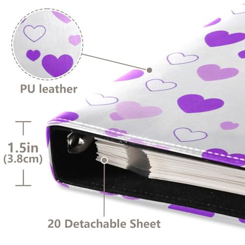 Álbum de fotos adhesivo DIY Scrapbook corazón violeta amor Día de San Valentín 3 anillos 40 páginas 8x10 para recuerdos miniatura 4