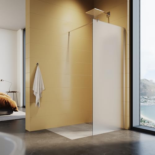 SUNXURY Paroi de douche Walk In - 80 x 200 cm - En verre trempé - Avec barre de stabilisation (verre mat) - 80 x 200 cm