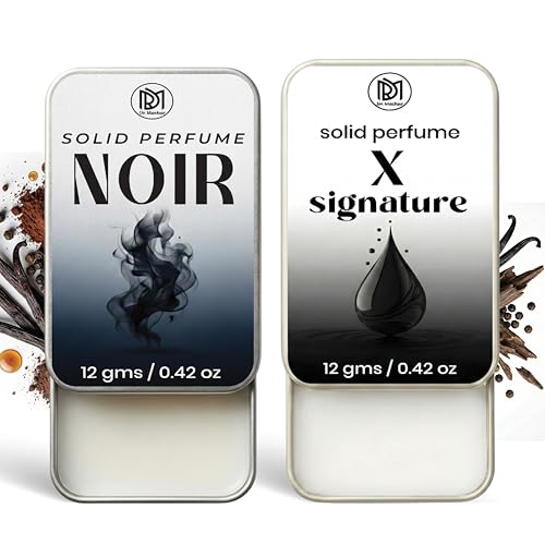 Image of Dr.Mashur Solid Perfume |x signature&Noir Alcohol Free Wax Perfume Balm, Long Lasting | Pocket Tin 12g, Pack Of 2| Non Greasy Smooth Glide, Travel Friendly Men And Women