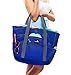 Dejaroo - Sand Free Mesh Bag - Strong Lightweight Tote For Beach & Vacation Essentials. Tons of Storage with 8 Pockets, Foldable, 17x9x15 inches, Dark Blue with Grey Straps