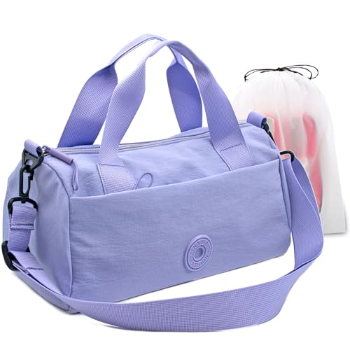Small Gym Bag for Women,Waterproof Mini Gym Bag with Wet Bag,Small Duffle Bag for Workout Sport Travel Weekender (Purple)