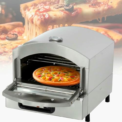 GFXYQPDNV Horno Tostador de Pizza Comercial de Dos Pisos, Horno Tostador Multiusos eléctrico para refrigerios o Cocina de Restaurante, construcción de Acero Inoxidable con encimera
