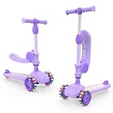 2-IN-1 DESIGN – Für Kinder ab 2 Jahren： Dieser roller kinder kombiniert einen ergonomischen Sitz mit Stehfunktion. Der klappbare Sitz ermöglicht einen schnellen Wechsel zwischen Sitzen und Stehen – ideal als kinderroller ab 2 jahre für erste Fahrversuche oder als roller kinder 3 jahre mit sitz für längeres Spielen. So wächst der Roller mit Ihrem Kind und sorgt in jeder Phase für Spaß!