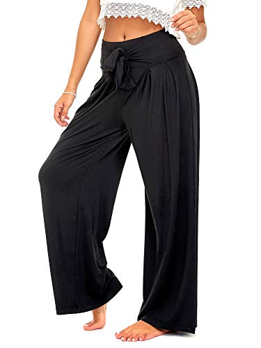 DEAR SPARKLE Fold Over Yoga Lounge Stretch Pants Women | Contrasting High Waist Loose Pregnancy Pant Plus (P8)