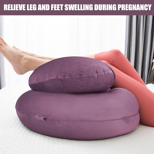 Image of 1 MIDDLE ONE Pregnancy Pillow, C Shaped Full Body Pregnant Women Sleeping Pillow for Maternity Support with Cover (Purple)