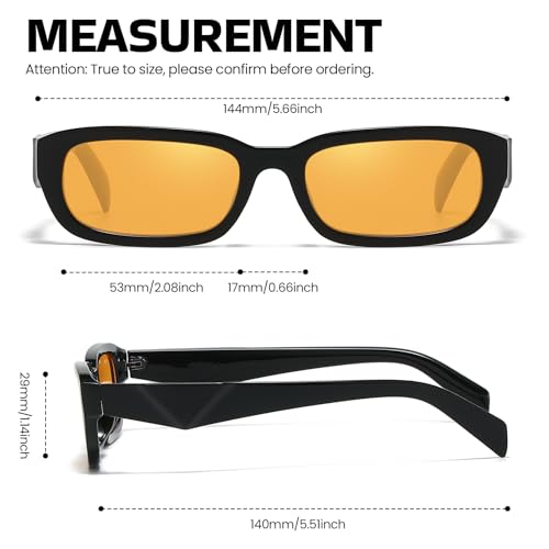 SODQW Retro Sunglasses for Women Fashion 90’s Vintage Small Rectangle Frame UV400 Protection4