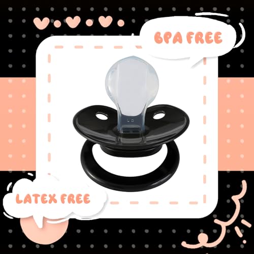 Image of Bigshield Sized Pacifier - Cute Paci Black for Anxiety - Soft Silicone Large Binky for Autism - Stress Relief Relaxation Aid