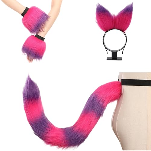 Disfraz de animal con orejas peludas diadema cola y muñequera para accesorios cosplay Halloween