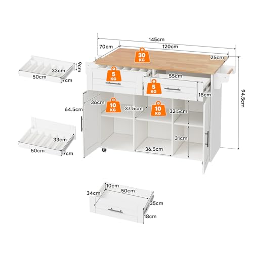 Desserte de cuisine KOMHTOM blanche pour optimiser le rangement des petits espaces
