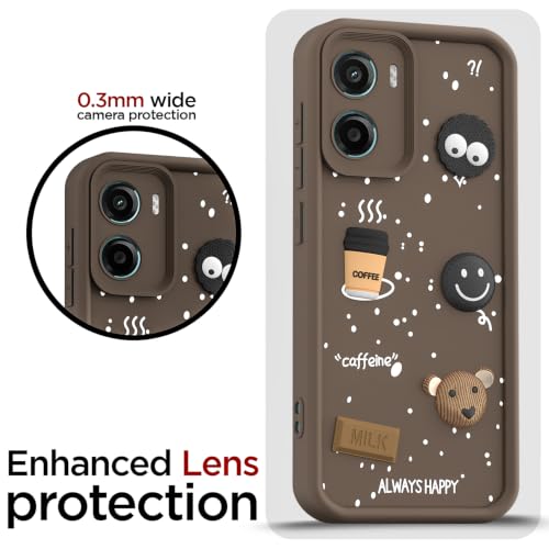Image of Pikkme Back Cover for Motorola Moto G05 | 3D Bear Silicone Cute & Fun Coffee Cartoon | Full Body Protection Bumper Case (Brown)