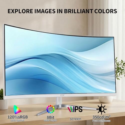 Image of ZZA 34 Inch Ultrawide Curved Monitor Built in Speakers 4K Gaming Computer Monitor 100Hz, WQHD(3440x1440P) Curved 3800R 21:9 Ultra Wide PC Display, 130% sRGB, HDMI &DP, VESA Mount Compatible-White