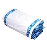 MORIPiLO(モリシタ) 枕 そばがら 日本製 高め (市松チェック 蕎麦殻まくら) 高さ調整 横向き寝対応 洗える 白色カバー付 和柄 国内熱処理加工 約30x52x10cm ブルー