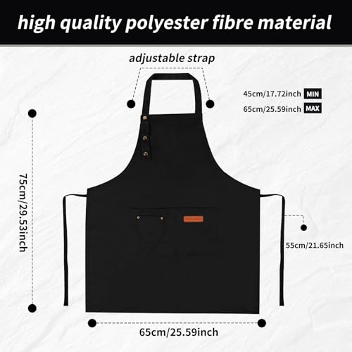 DASHUAIGE 2 Pack Adjustable Waterproof Canvas Aprons, Heavy-Duty Bib with Pockets for Grill & Restaurant Use(Black+Blue) - Cosy Home Interiors DASHUAIGE 2 Pack Adjustable Waterproof Canvas Aprons, Heavy-Duty Bib with Pockets for Grill & Restaurant Use(Black+Blue) - Image 2