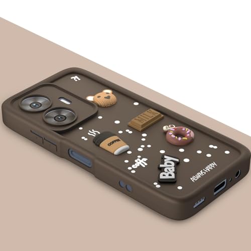 Image of Bintage Ball Bear| Donut| Milk Cake| Baby| Coffee Rubber Case Full Body & Camera Protection Back Cover Compatible for Realme C55 5G - Brown
