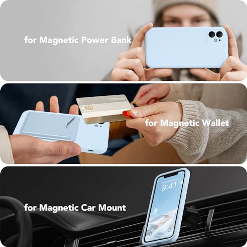 Image of Magnetic for iPhone 11 Phone Case Silicone, Compatible with MagSafe, [Full Camera Protection][Screen Protector] Slim Shockproof Protective Case for iPhone 11 6.1 inch, Light Blue