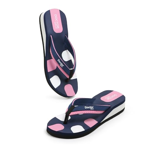Image of Doctor Walk Comfort Flip Flops, Green and White, Anti-Skid Sole with Soft Straps Slipper for Women's