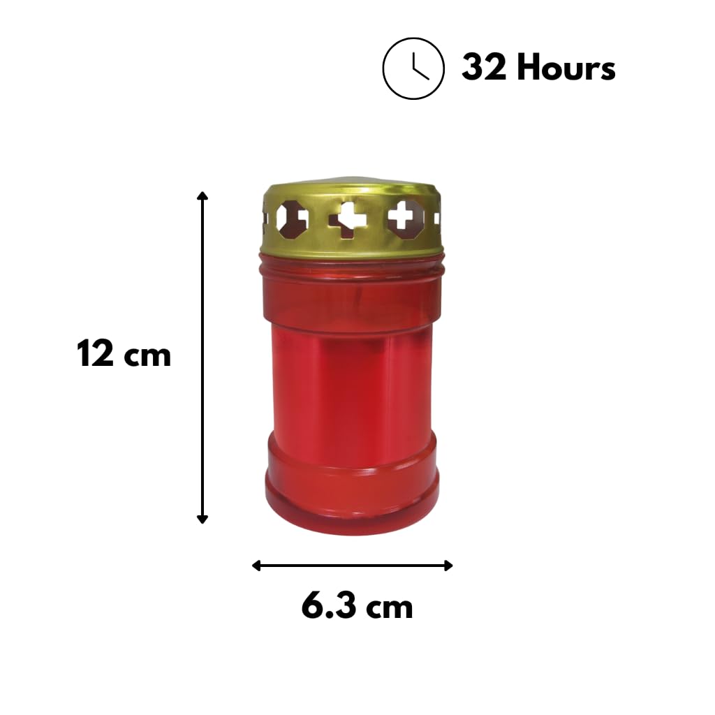 Cereria Di Giorgio Vela Votiva Modelo P30 Rojo Protector de Lluvia Diámetro 6,3 cm Altura 11 cm