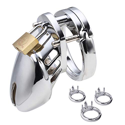 Btuty Trava de castidade masculina de metal para sexo adultoCadeado de castidade masculino
