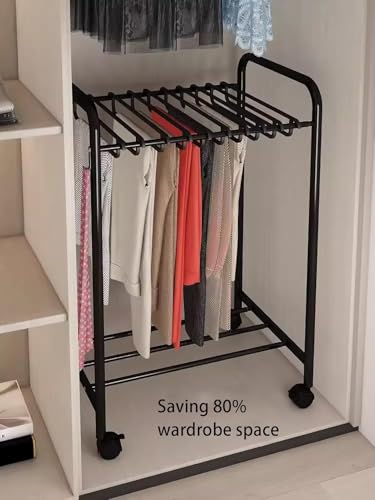 Perchero portátil para pantalones con 24 Hanrs multifunción para pantalones vaqueros, bufandas, faldas, secado y Sto Solut para dormitorio
