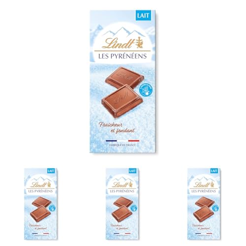 Lindt - Tablette LES PYRENEENS - Chocolat au Lait fondant, 150g (Lot de 4)