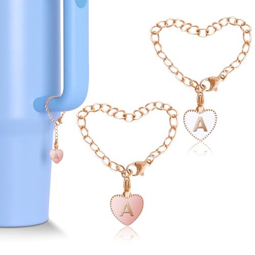 Image of 2 Pack Simple Modern Simple Letter Charms for Stanley Cup /Tumbler Heart Initial ID Charm