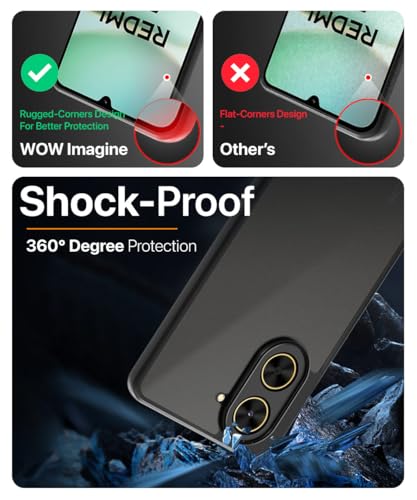 Image of WOW IMAGINE Translucent Hybrid Back Case Cover for Redmi A5 | Poco C71 Smoked Matte Back | Shock Proof 360 Degree Protection | Protective Hard Case - Matte Black