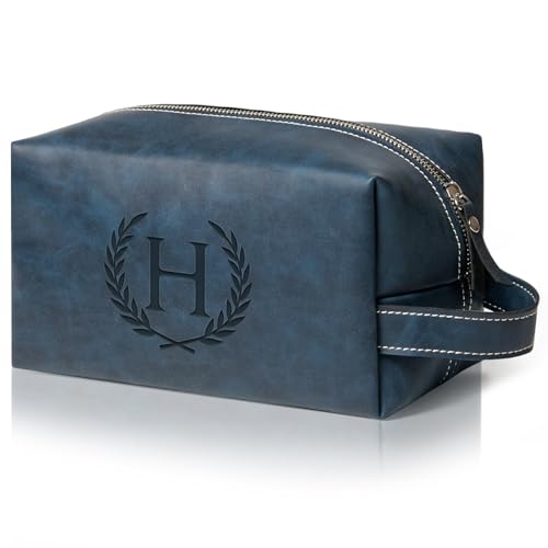 Aganmi Personalized Gifts Travel Toiletry Bag for Men Engraved Initial