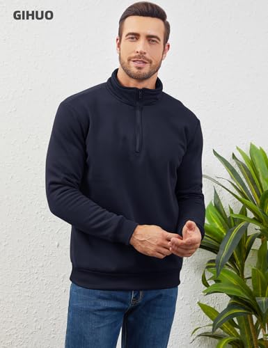 Gihuo Men's Quarter Zip Sweatshirts Winter Warm Sherpa Fleece Lined Pullover Sweatshirts4