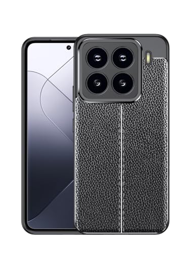 Coque texturée Xiaomi 15 en cuir noir et fibre de carbone premium