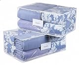 Masirs Clear Blanket Storage Bag (2-Pack) - Vinyl Clothing Organizers with Zipper & Label Pocket - Protects from Dust, Moisture & Dirt - Ideal for Underbed Storage Sheets, Comforters & Bedding