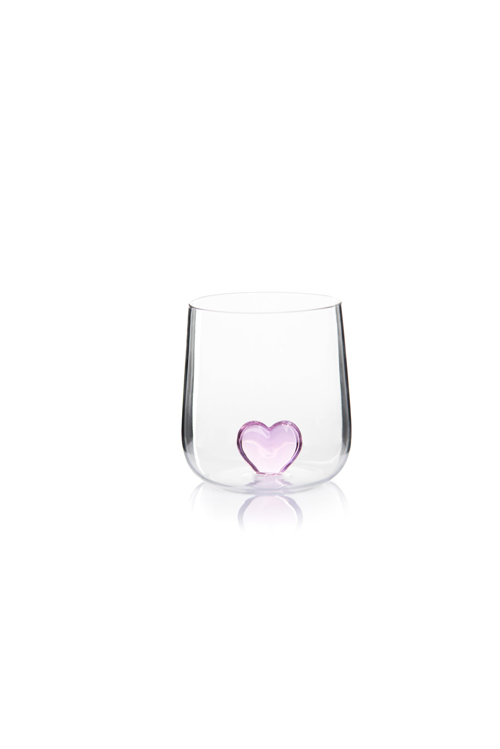 Excelsa Inside Set 4 Bicchieri in Vetro Borosilicato, Decorati a Mano con Soggetti Interni al Bicchiere, Trasparente, 450 ml (Cuore)