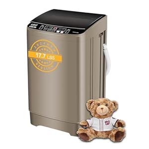 KRIB BLING Full-Automatic Washing Machine 17.7 lbs Small Compact Portable 10 Wash Program & 8 Water Level Compact Washer with LED Display Ideal for Apartments, RV, Camping, Gold