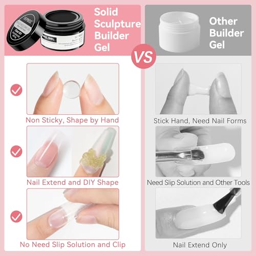SUPWEE Festes Builder Gel für Nägel Non-Stick Hand Nail Extension Gel Multifunktionales Klar Weiß 3D Nail Art Skulptur zum Schnitzen von Mustern Prägung hartes für Nägel Mniküre