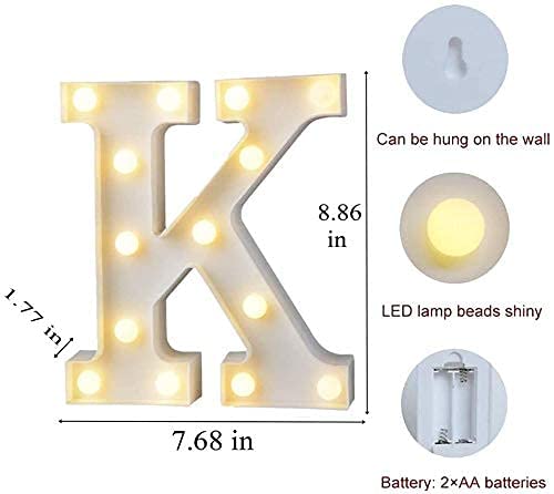 Image of Marquee K Alphabet Shaped LED Light Lamp for Decoration Decore Walls Hanging Birthday Party Wedding (K)