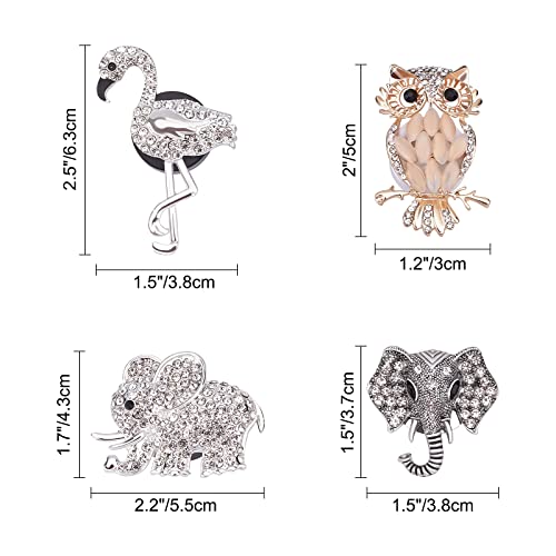 Image of WEBEEDY 4pcs Car Vent Clips, Silver Elephant Golden Openwork Owl Silver Flamingo Grey Crystal Elephant Car Air Fresheners Outlet Decoration, Bling Cars Accessories for Women