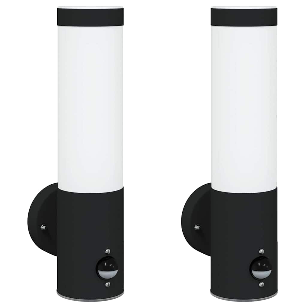 Zewnętrzna lampa ścienna 2 szt. czarna stal nierdzewna 12x8,5x29 cm IP44