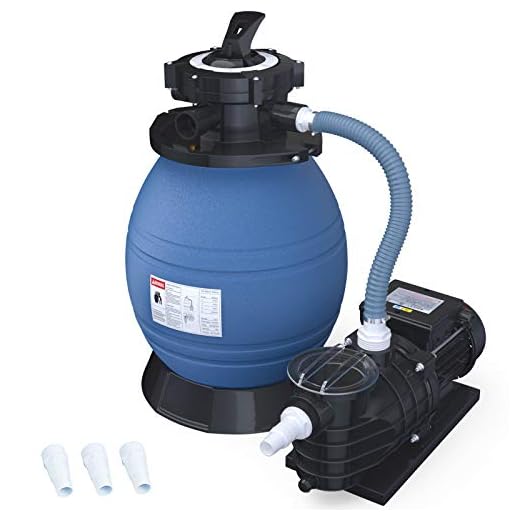 SUNCOO Pro Krystal Clear Sand Filter Pump 2450GPH 13 Inch Tank for 10000GAL Above Ground Pools Swimming Pool Pump w/Sand Filters System & Pressure Gauge