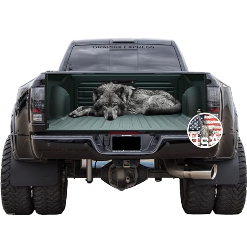GRAPHIX EXPRESS Truck Tailgate Wrap for Pickup Trucks Tailgate Decal Tailgate Decals for Pickup Trucks Truck Decals and Graphics Decals for Trucks (T351 Wolf)