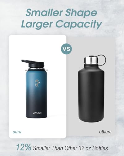 Image of Coolflask 32 oz Water Bottle Insulated Stainless Steel with Strap