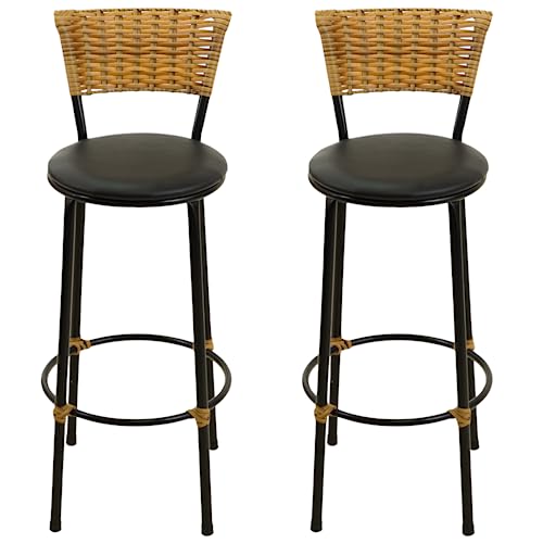 KIT 2 BANQUETAS ALTA COZINHA BAR BALCÃO AREA GOURMET JUNCO VIME (PRETO)