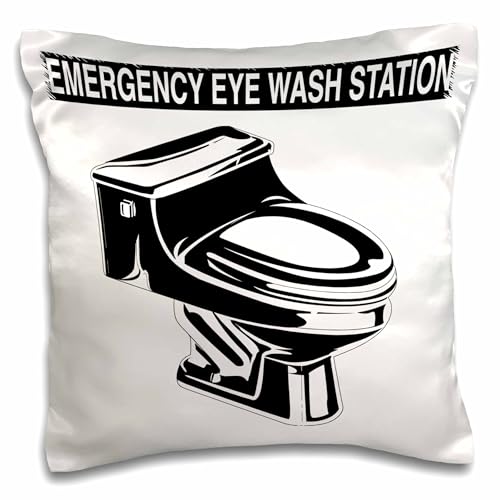 3dRose 16x16 inch Pillow Case - Emergency Eyewash Station Graphics Funny