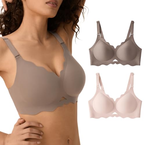Image of Wireless Jelly Bras for Women No Underwire Seamless Full Coverage Bra with Support Comfort T-Shirt Bralette