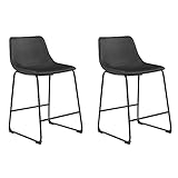 Signature Design by Ashley Centiar 24' Counter Height Modern Bucket Barstool Set of 2, Black